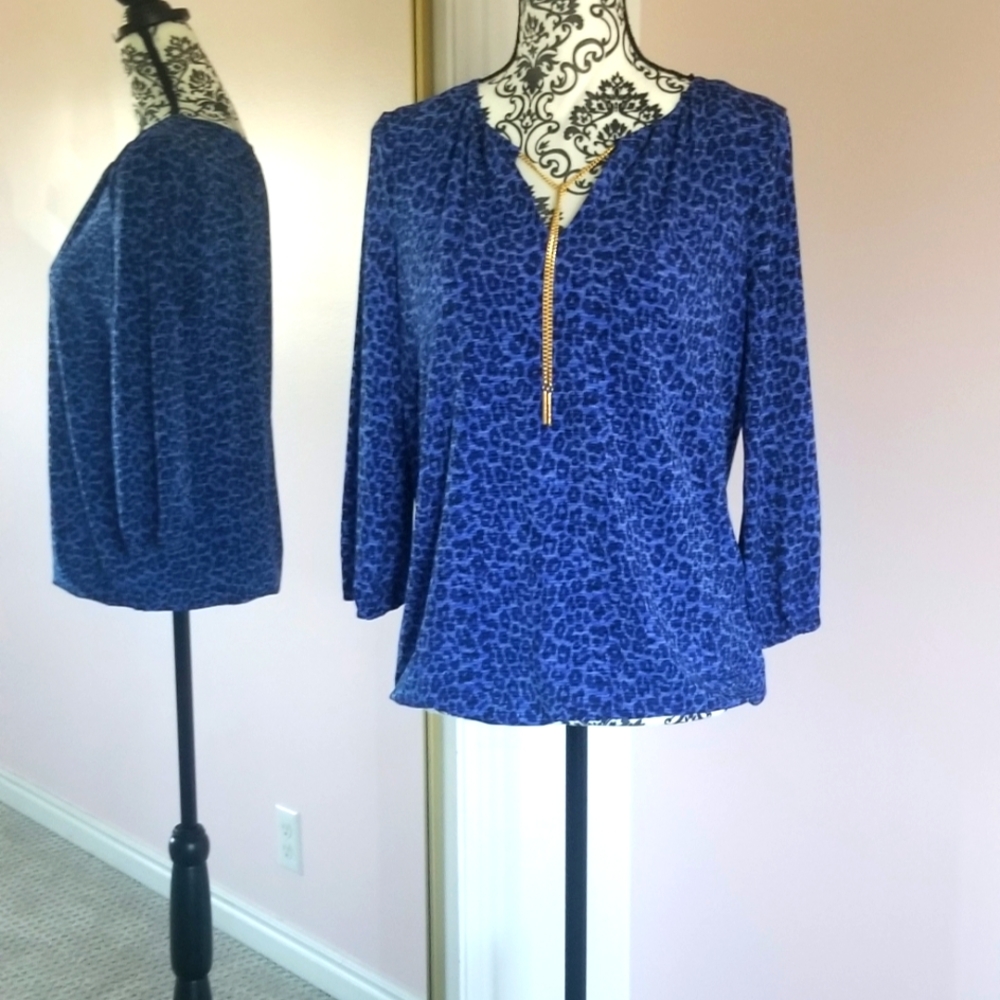 Dana Buchman Animal print Blue Blouse